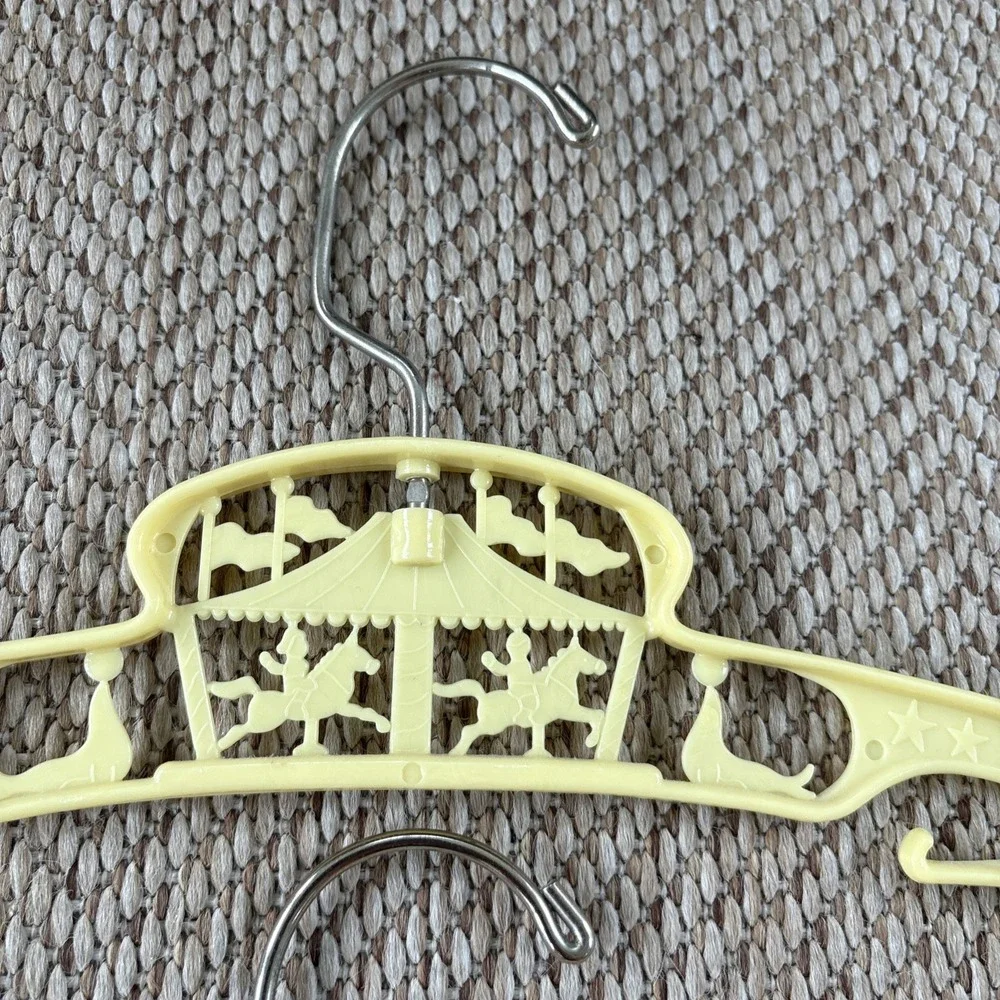 2 Vintage 1960s Ivory Plastic Baby Circus Carousel Hangers